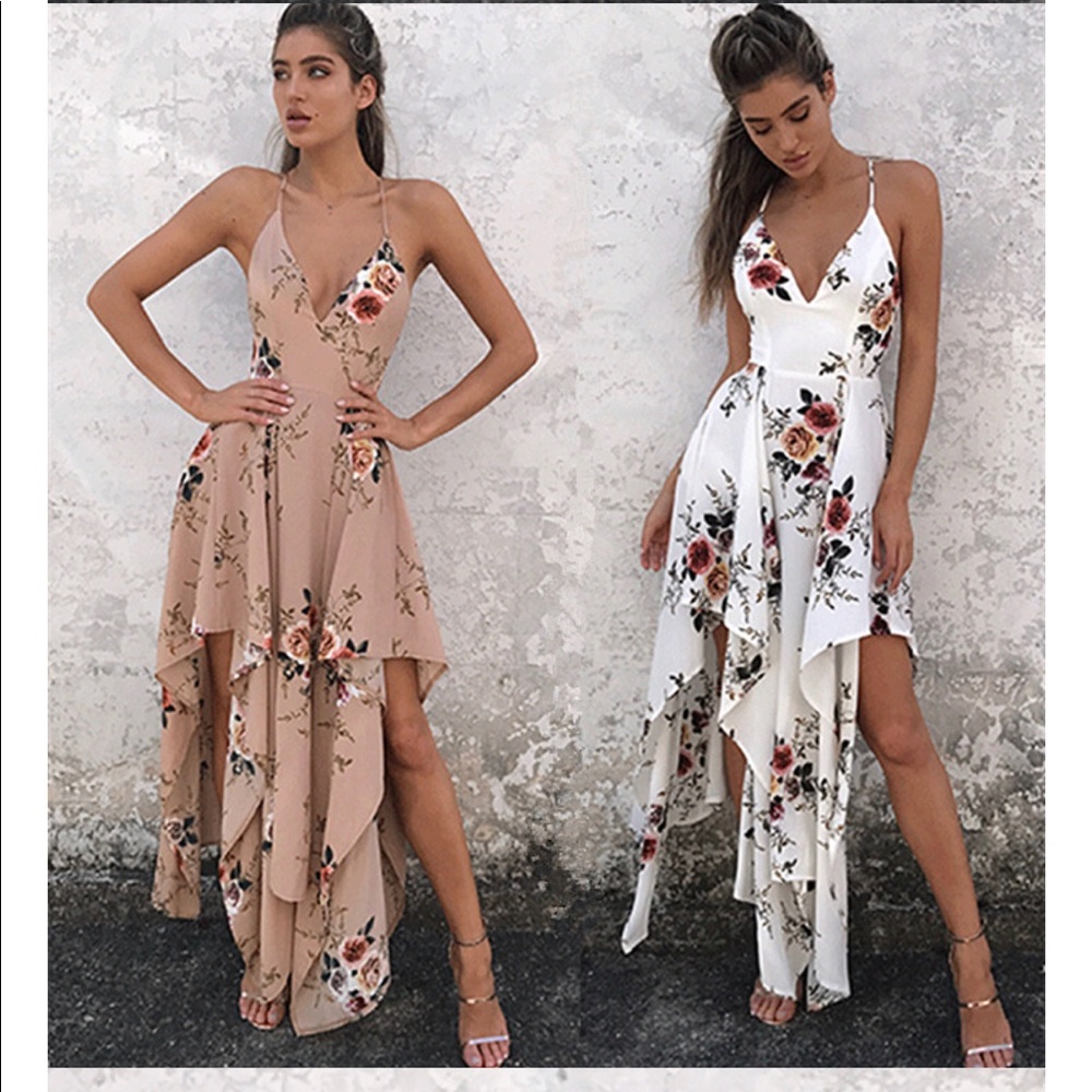 Floral Print Asymmetrical Sleeveless Maxi Dress - Picture 4 of 7